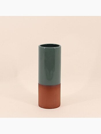 Vase tube en céramique bicolore, H25cm