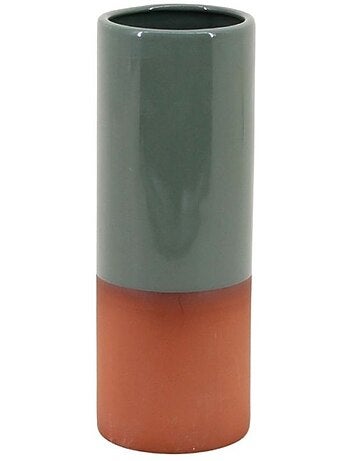 Vase tube en céramique bicolore, H25cm