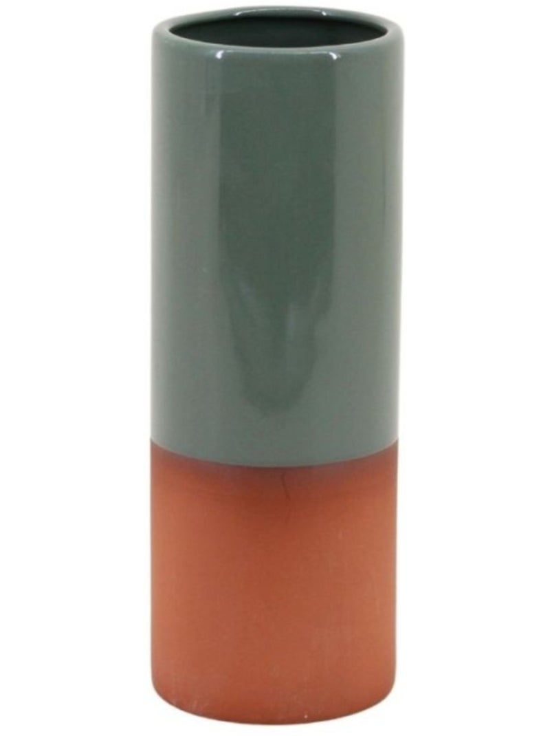 Vase tube en céramique bicolore, H25cm Vert - Kiabi