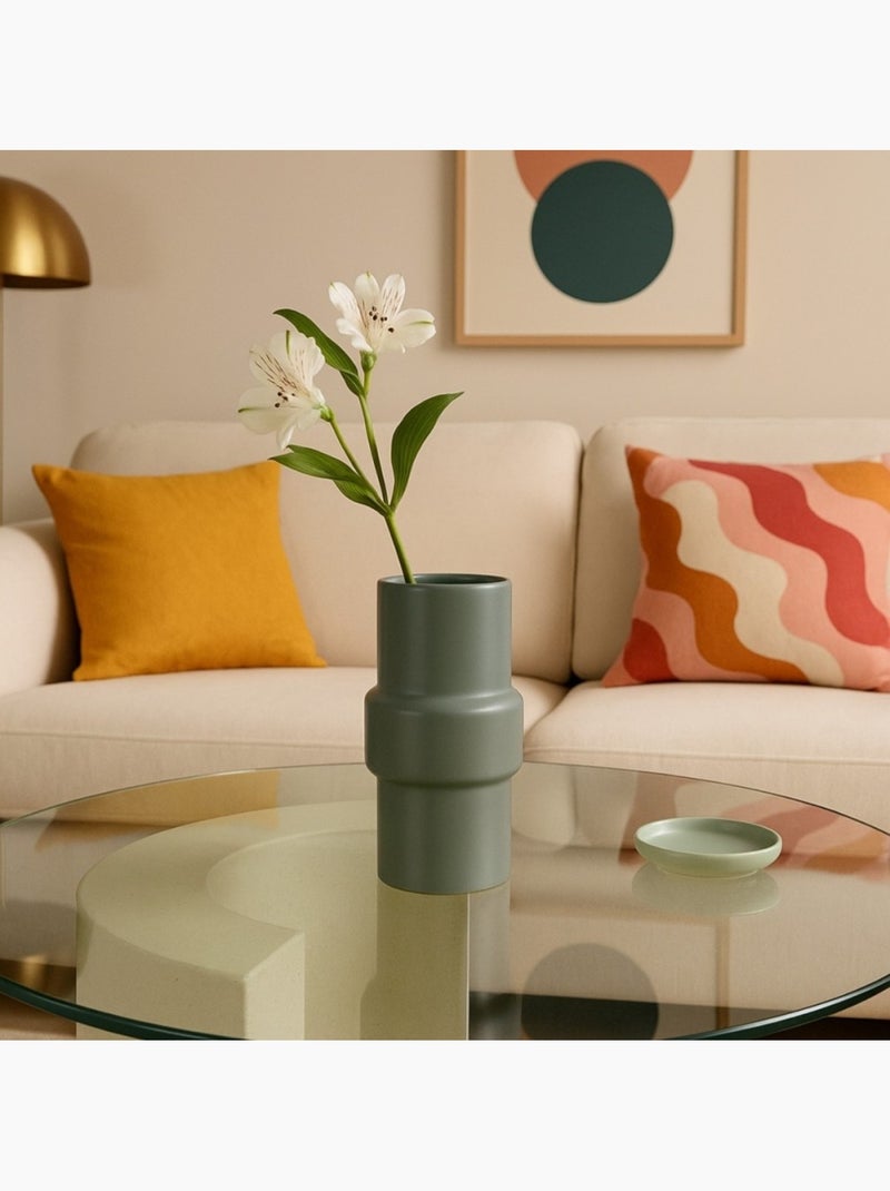 Vase tube rond, H20cm Vert - Kiabi