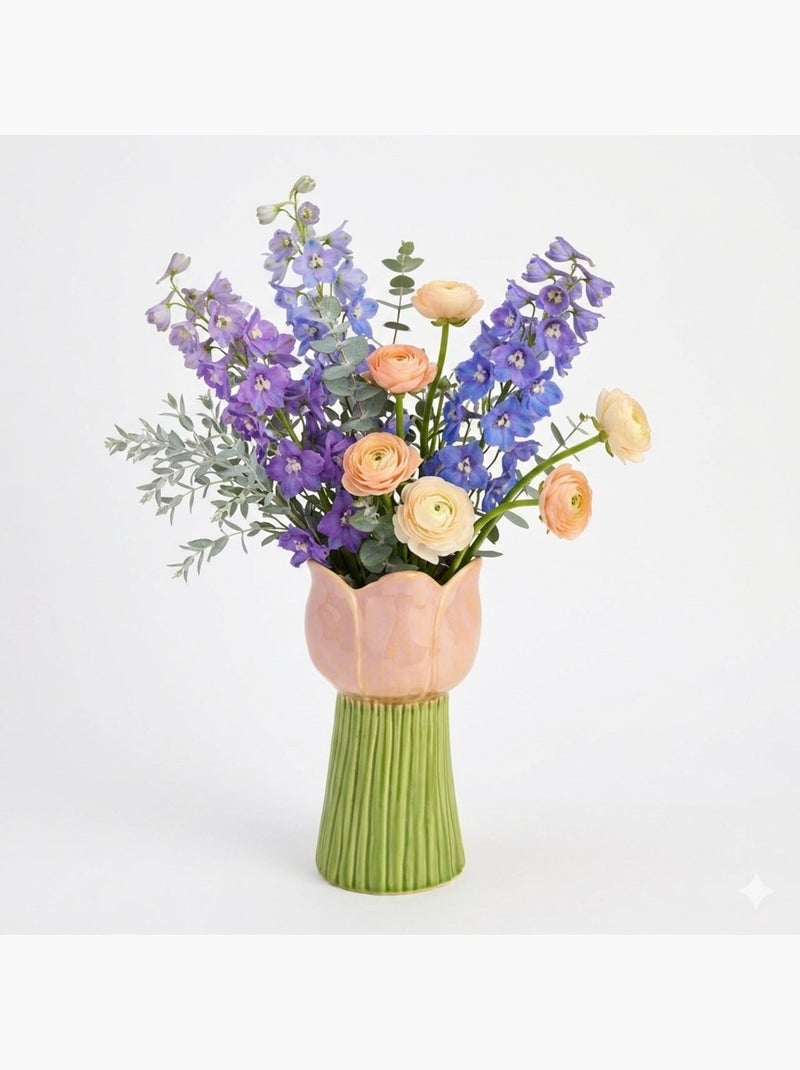 Vase tulipe en porcelaine Rose - Kiabi