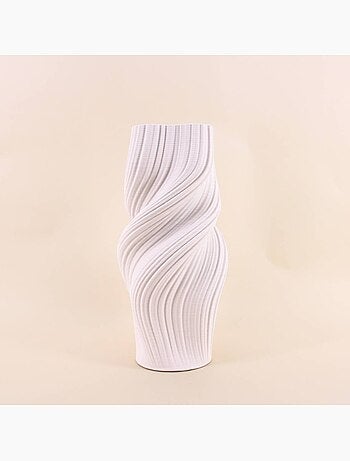 Vase twist en céramique blanche 3D 39cm