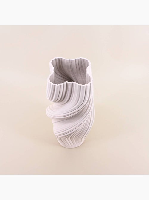 Vase twist en céramique blanche 3D 39cm - Kiabi