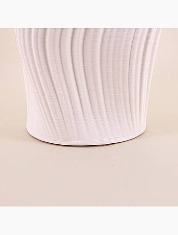 Vase twist en céramique blanche 3D, H39cm