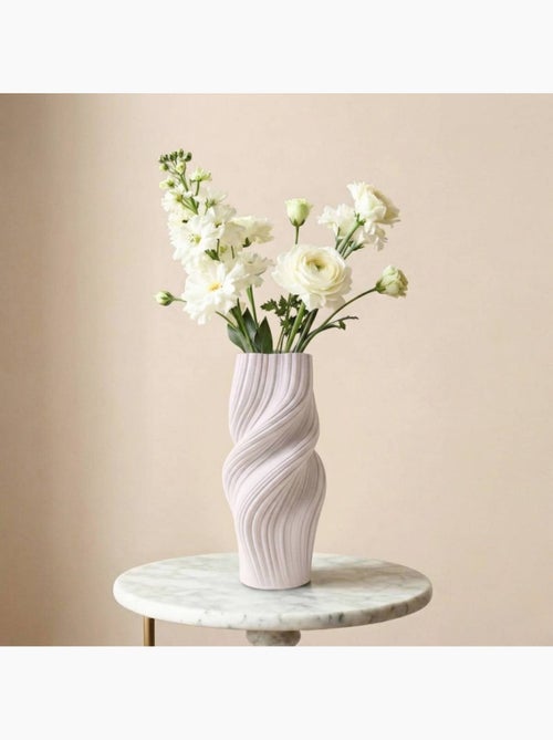 Vase twist en céramique blanche 3D, H39cm - Kiabi