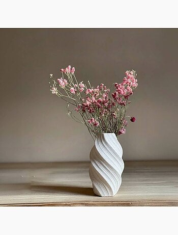 Vase twist en porcelaine blanche 26cm