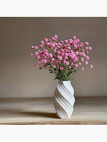 Vase twist en porcelaine blanche vague, H20cm