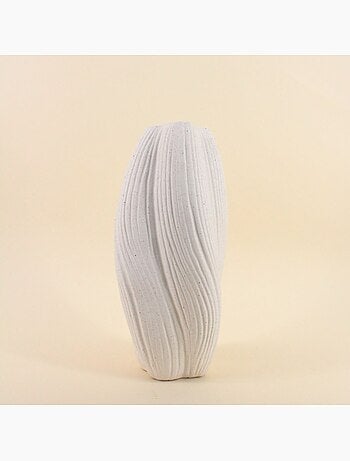 Vase twist en porcelaine blanche vagues 36cm