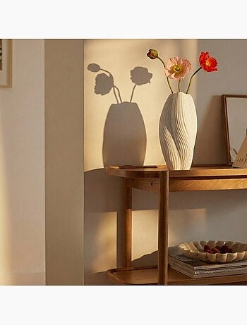 Vase twist en porcelaine blanche vagues 36cm