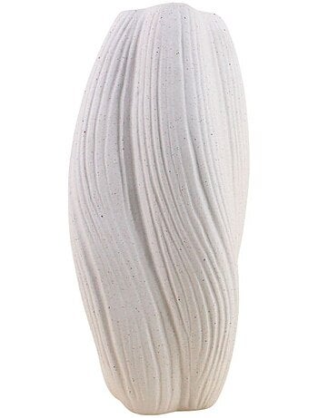 Vase twist en porcelaine blanche vagues 36cm