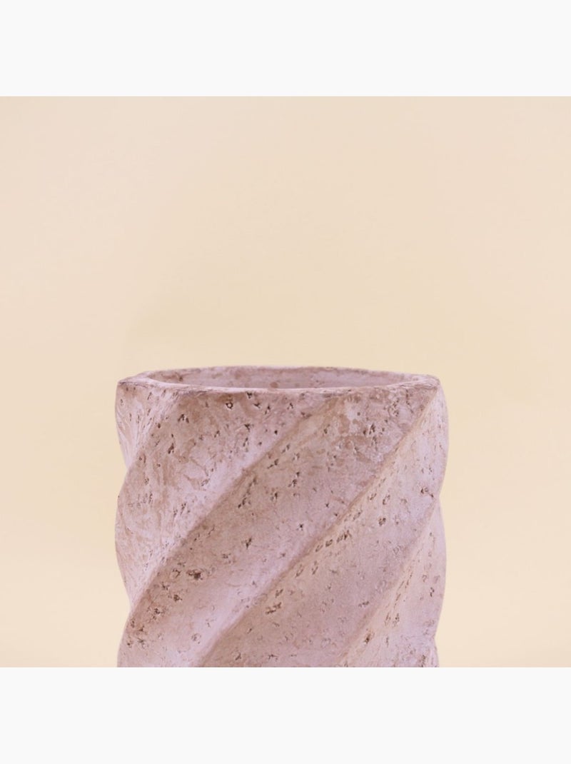 Vase twist imitation travertin, H15cm Beige - Kiabi