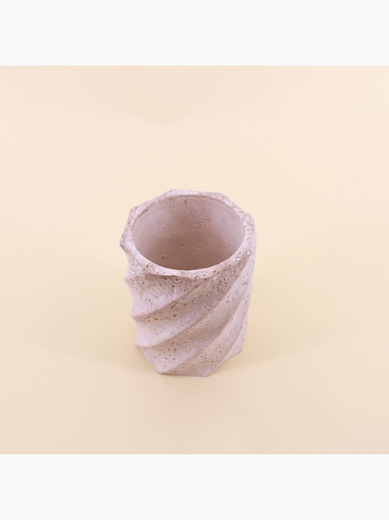 Vase twist imitation travertin, H15cm Beige - Kiabi