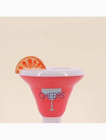 Vase verre à cocktail en faïence rose, blanc 16cm