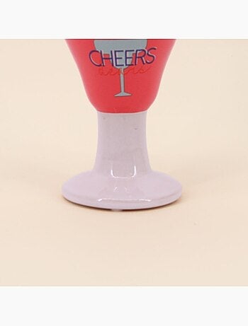 Vase verre à cocktail en faïence rose, blanc 16cm