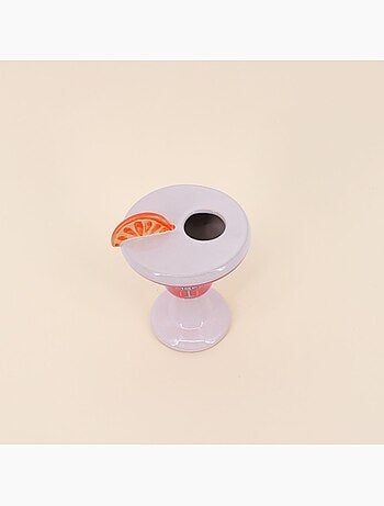 Vase verre à cocktail en faïence rose, blanc 16cm