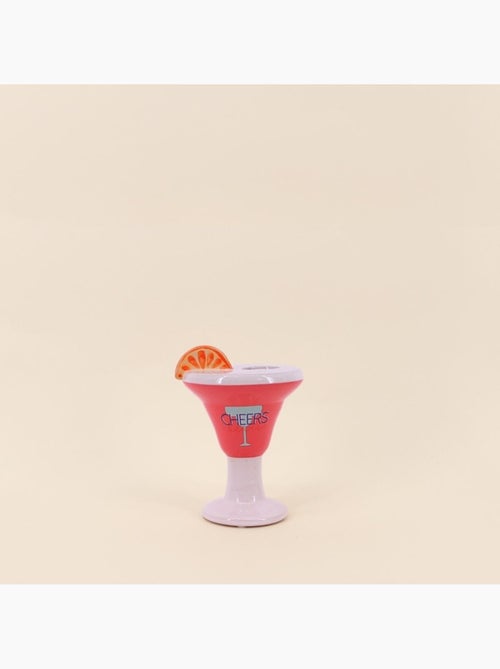 Vase verre à cocktail en faïence rose, blanc 16cm - Kiabi