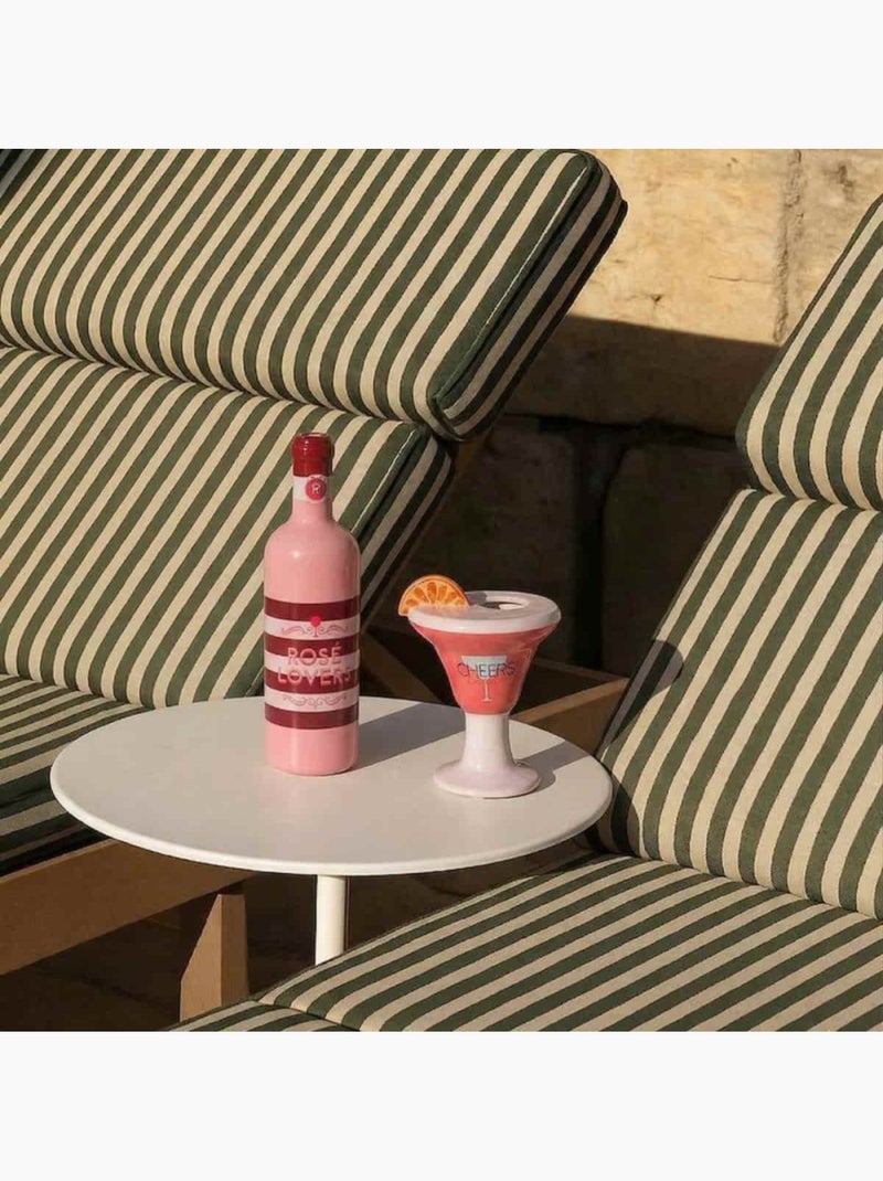 Vase verre à cocktail en faïence rose et blanc, H16cm Rose - Kiabi