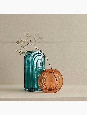 Vase verre vintage géométrique h19cm