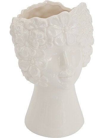 Vase visage couronné de fleurs en céramique FLDR