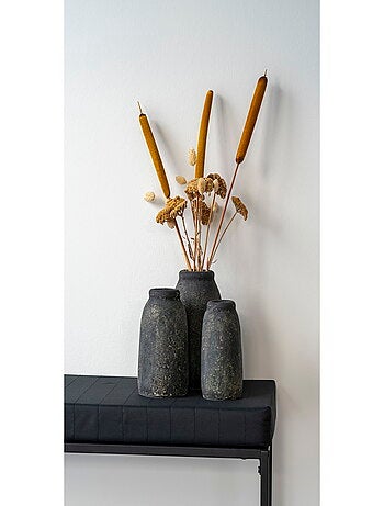 Vases décoratifs Velas - Vases décoratifs, terre cuite, gris foncé antique, lot de 3