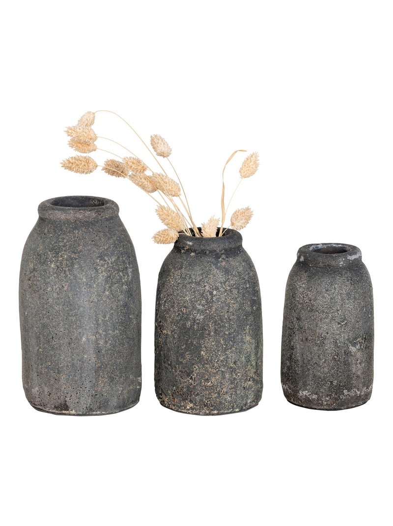 Vases décoratifs Velas - Vases décoratifs, terre cuite, gris foncé antique, lot de 3 Gris - Kiabi