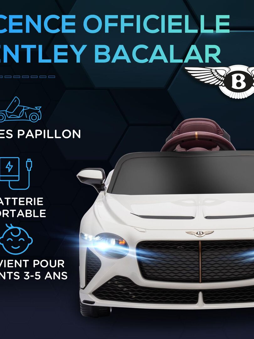 Véhicule électrique enfant Bentley Bacalar avec télécommande - Blanc -  Kiabi - 165.90€