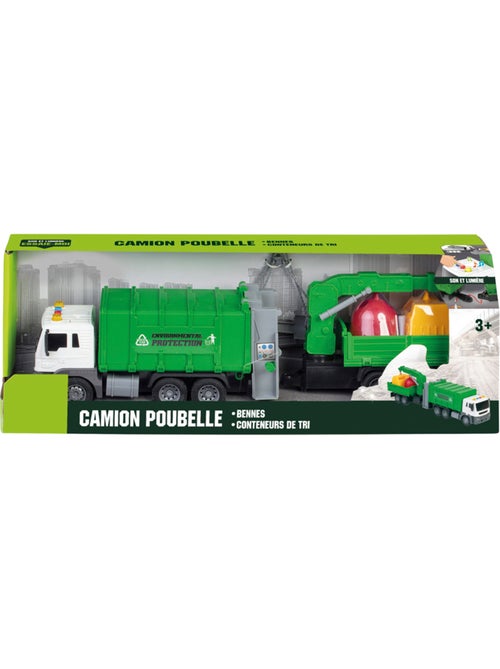 Véhicule miniature - Camion Poubelle Friction 50CM Son Et Lumière - Kiabi