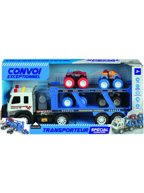 Véhicule miniature - Transporteur 45 cm et 4 véhicules à friction - Kiabi