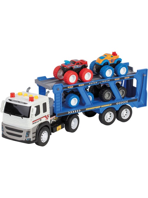 Véhicule miniature - Transporteur 45 cm et 4 véhicules à friction - Kiabi