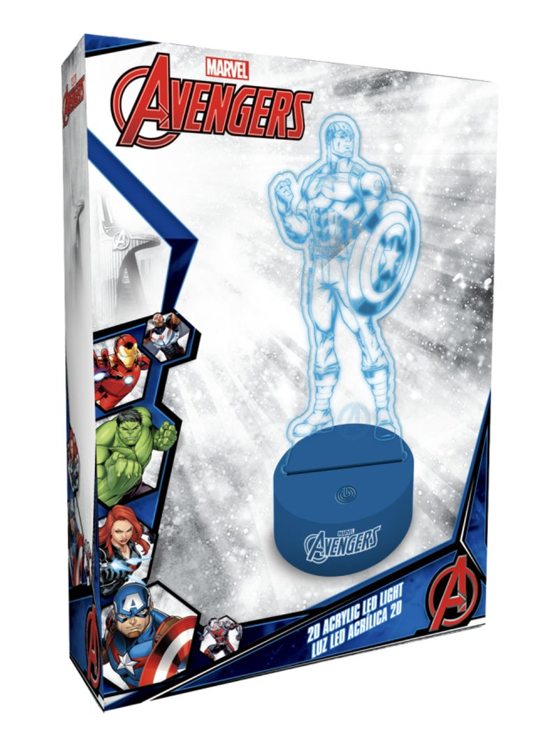 Veilleuse acrylique multicolore Marvel Avengers - Captain America - 25 cm Bleu - Kiabi