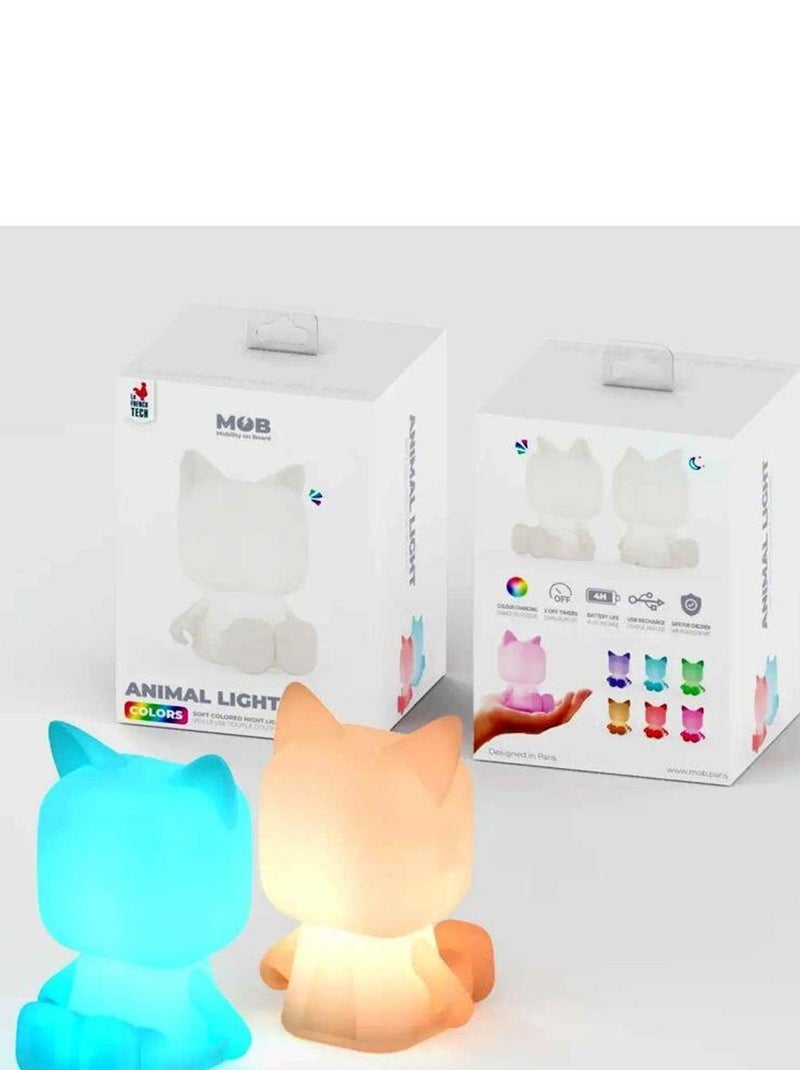 Veilleuse Animal Light - LED Multicolore Rechargeable USB-C - 3 Niveaux de Luminosité - MOB Blanc - Kiabi