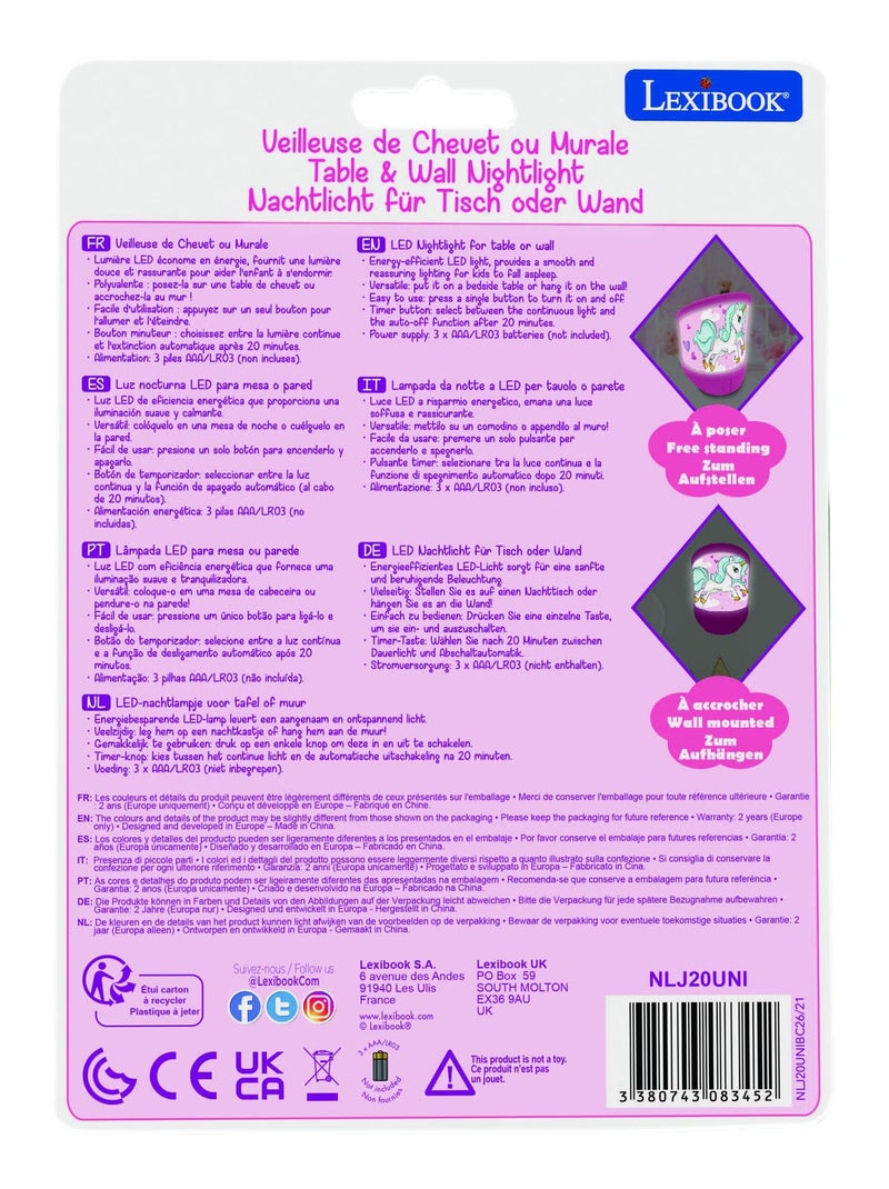 Veilleuse de chevet ou murale Licorne Rose - Kiabi