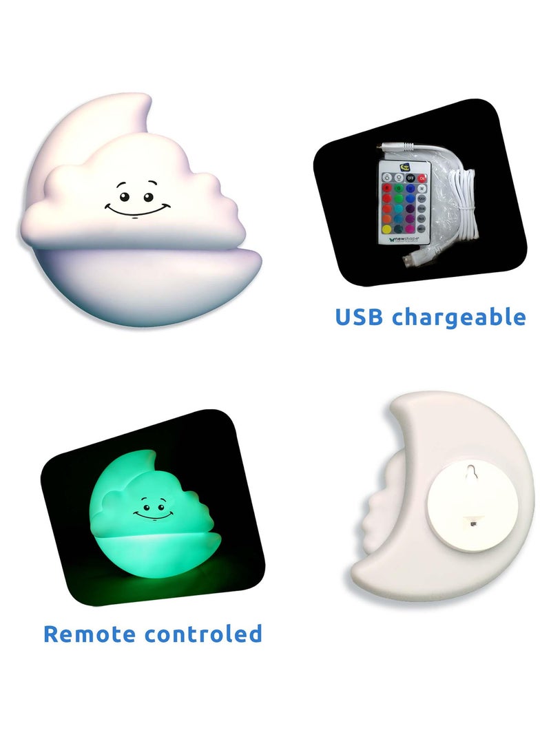 Veilleuse LED Enfant avec Télécommande|Lune et nuage|Crazy Safety|EN IEC55015 Multicolore - Kiabi