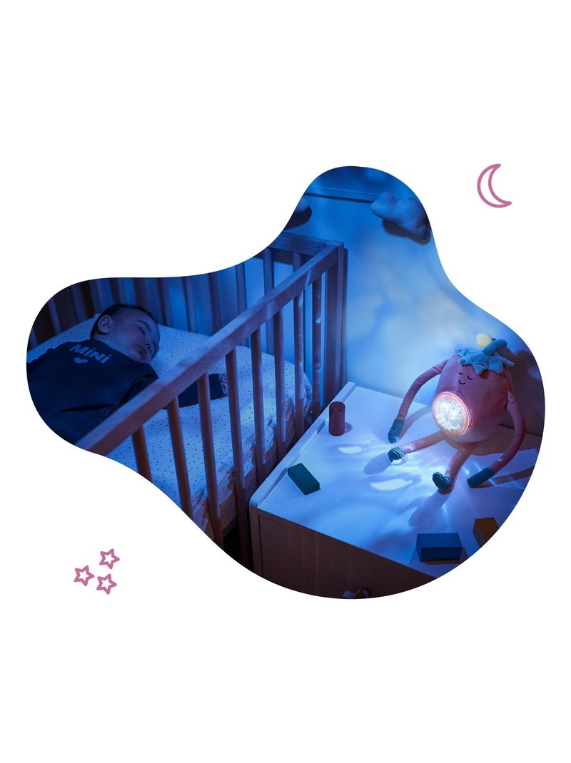 Veilleuse peluche Bébé à projection et berceuses Barnabé 'Badabulle' Rouge clair - Kiabi