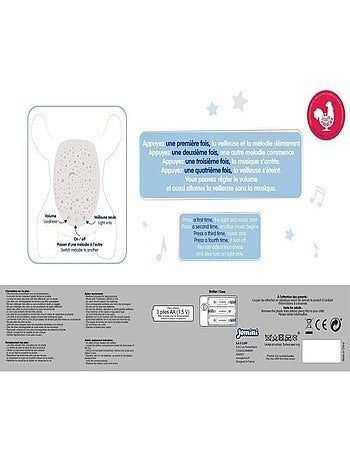 Veilleuse peluche, musicale, multicolore et projecteur - Léon le Dragon - 39 cm