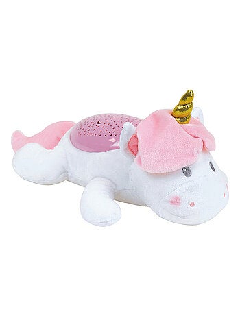 Veilleuse peluche, musicale, multicolore et projecteur - Licorne - 39 cm