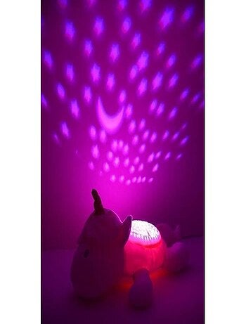 Veilleuse peluche, musicale, multicolore et projecteur - Licorne - 39 cm