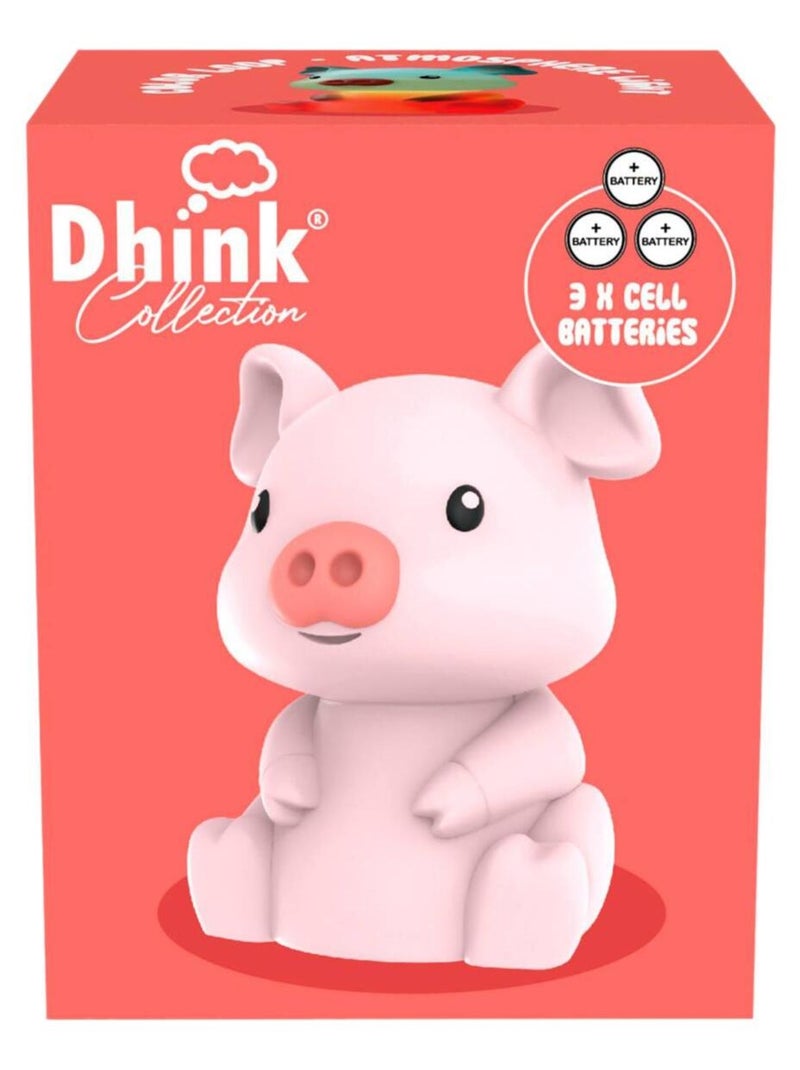 Veilleuse petit cochon rose à défilement de couleurs Rose - Kiabi