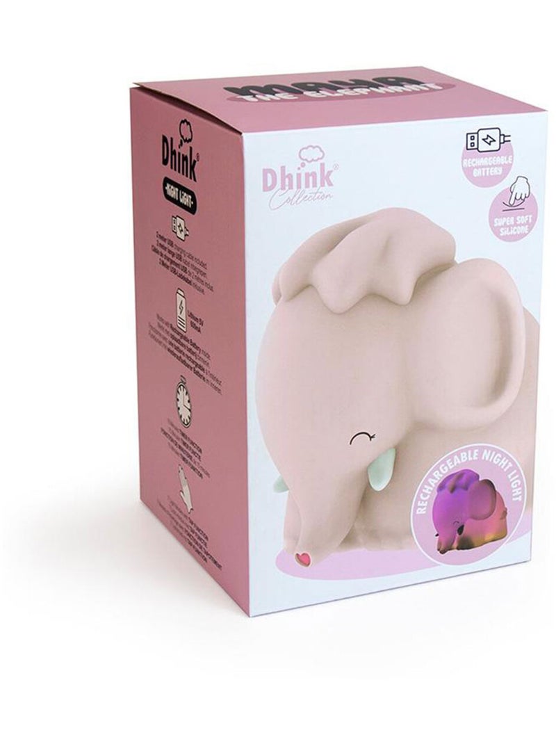 Veilleuse rechargeable souple Maya léléphante Rose - Kiabi
