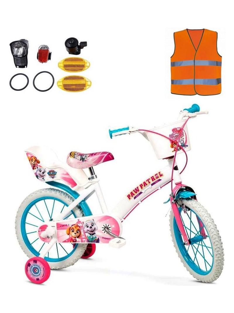 Velo 16 pouces Pat Patrouille GILET SECURITE + KIT LUMIERE Fille N/A - Kiabi