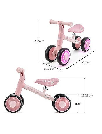 Vélo Draisienne Kinderkraft CUTIE FLASH avec Roues LED RGB, Selle Réglable et Cadre Acier