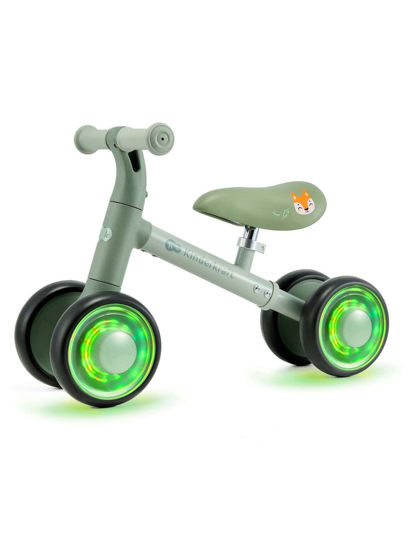 Vélo Draisienne Kinderkraft CUTIE FLASH avec Roues LED RGB, Selle Réglable et Cadre Acier Vert - Kiabi