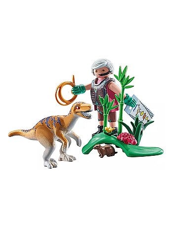 Vélociraptor, explorateur avec lasso et marmotte