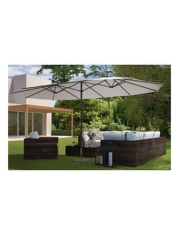 VENICE Parasol double ecru droit ovale 2,7 x 4,6 m