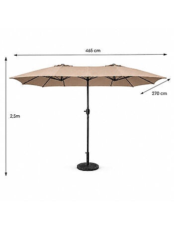 VENICE Parasol rectangulaire double 2,7x4,6m taupe