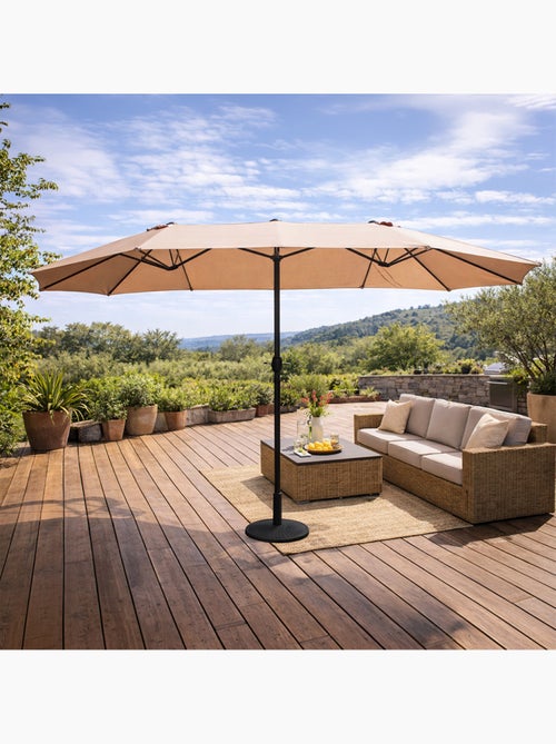 VENICE Parasol rectangulaire double 27x46m taupe - Kiabi VENICE Parasol rectangulaire double 27x46m taupe - Kiabi