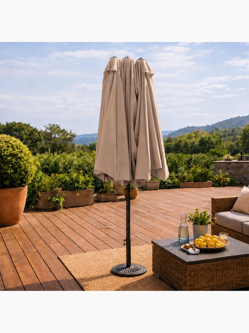 VENICE Parasol rectangulaire double 27x46m taupe - Kiabi VENICE Parasol rectangulaire double 27x46m taupe - Kiabi
