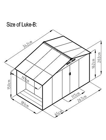 VENTOUX Abri de jardin avec abri bûches 6,53 m² en acier gris