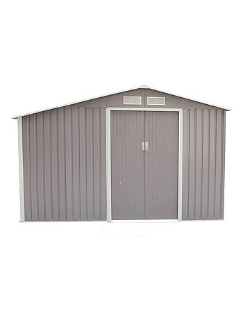 VENTOUX Abri de jardin avec abri bûches 8,72 m² en acier gris