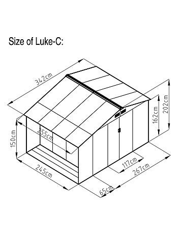VENTOUX Abri de jardin avec abri bûches 8,72 m² en acier gris